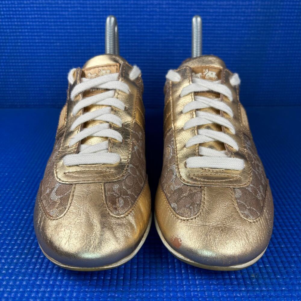 🔴 COACH JOSS SIGNATURE Women`s Size 6M Metallic Gold Fashion Shoes A1265 - Picture 2 of 8